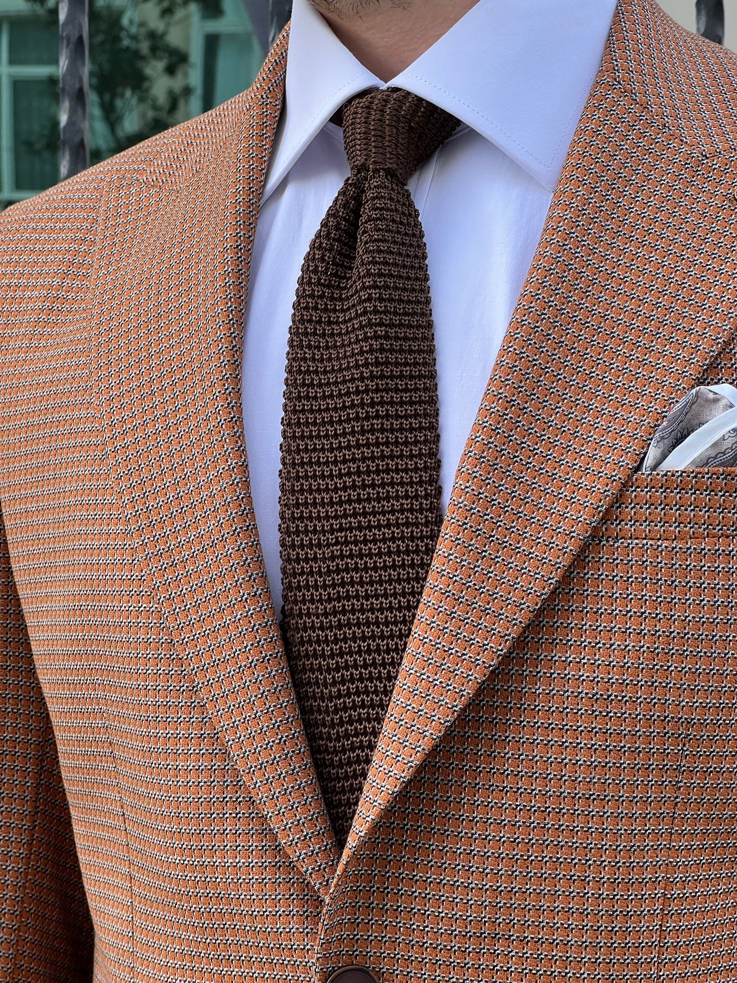 Samuel Camel Houndstooth Wool Blazer