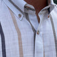 Axim Striped Slim Fit Shirt (White & Navy Blue)