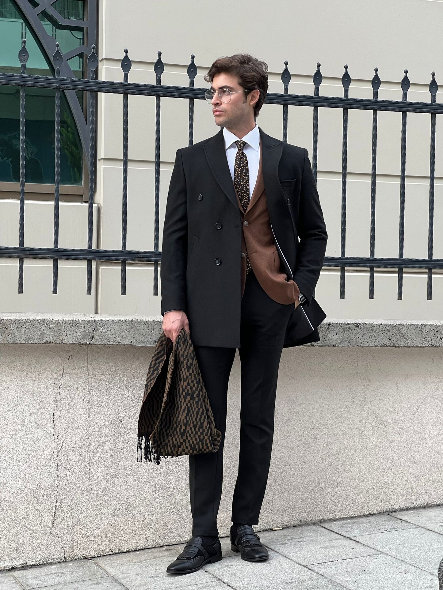 Rick Black Double-Breasted Wool Coat