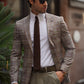 Rava Beige Plaid Slim Fit Blazer