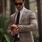 Rava Beige Plaid Slim Fit Blazer