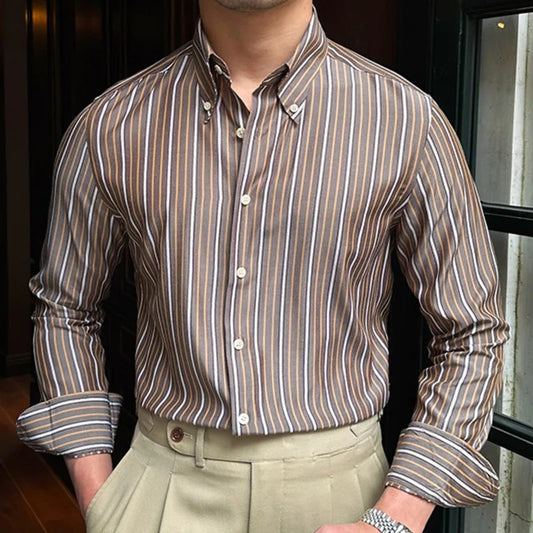 Rugani Brown Striped Shirt