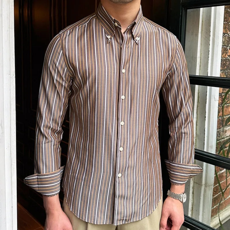 Rugani Brown Striped Shirt