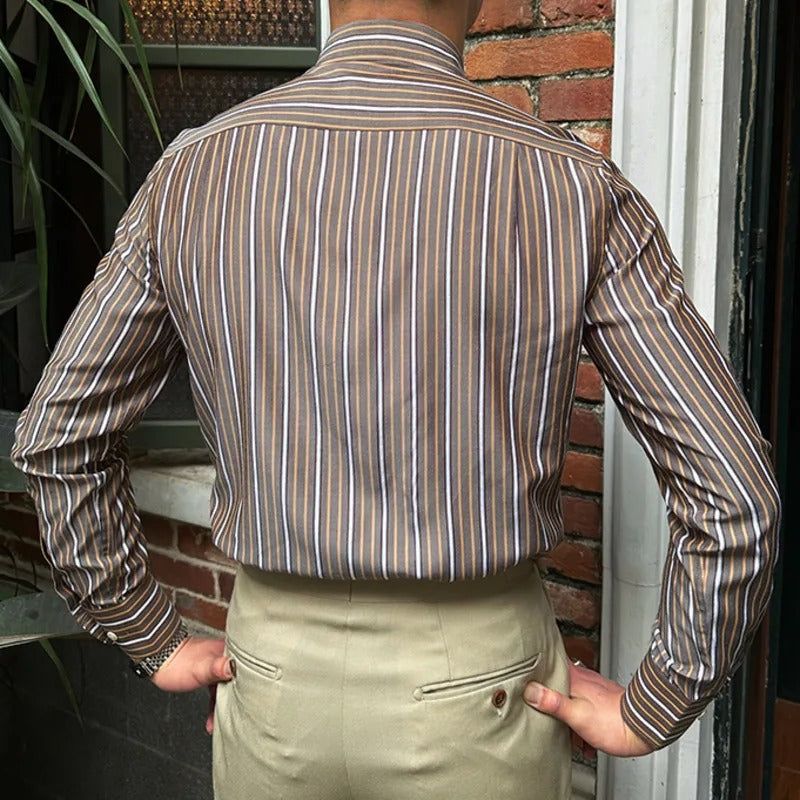 Rugani Brown Striped Shirt