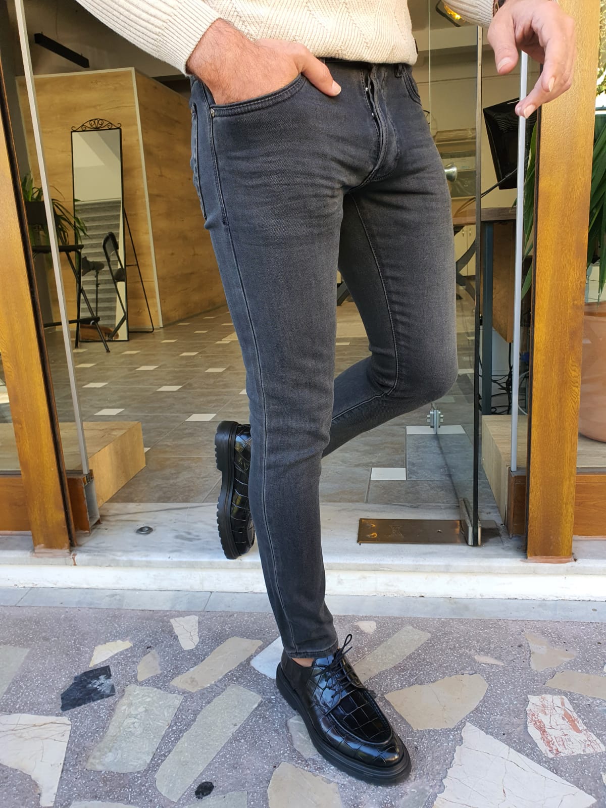 Leon Anthracite Slim Fit Jeans