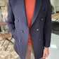 Denver Navy Blue Double Breasted Slim Fit Coat