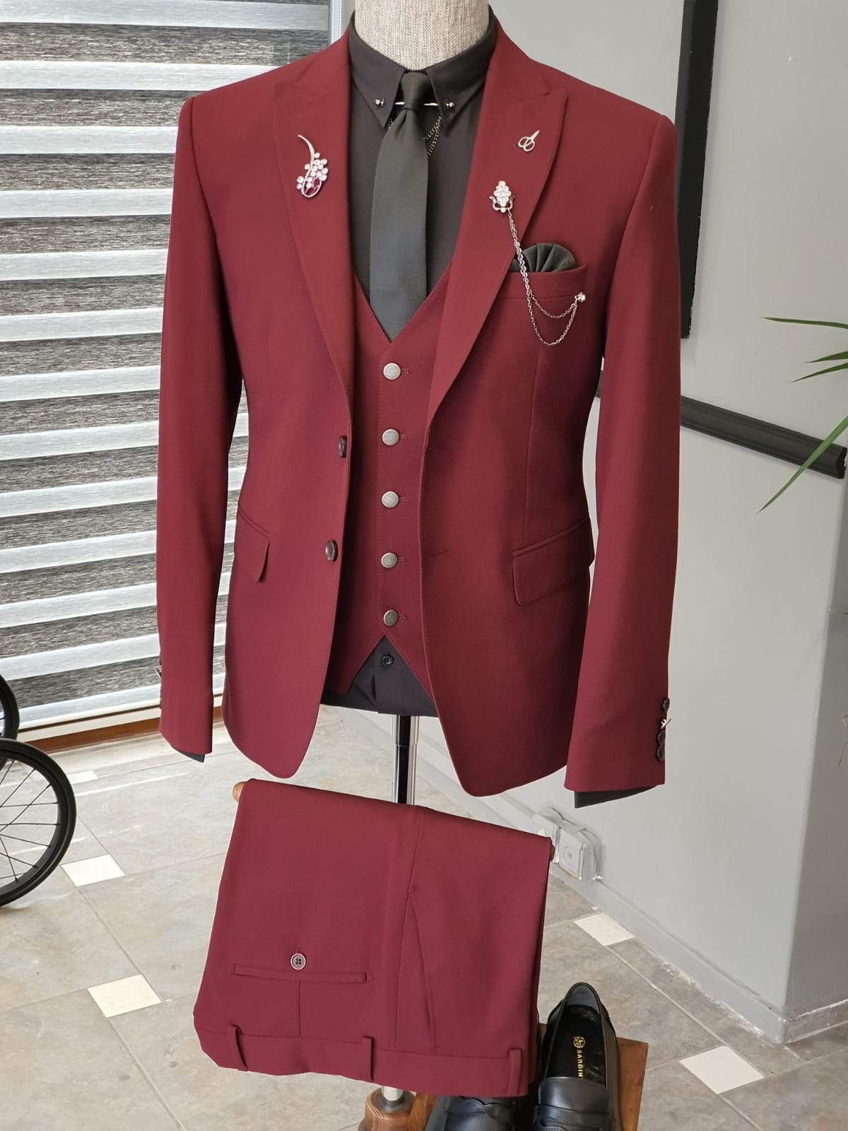 Varese Claret Red Slim Fit Suit