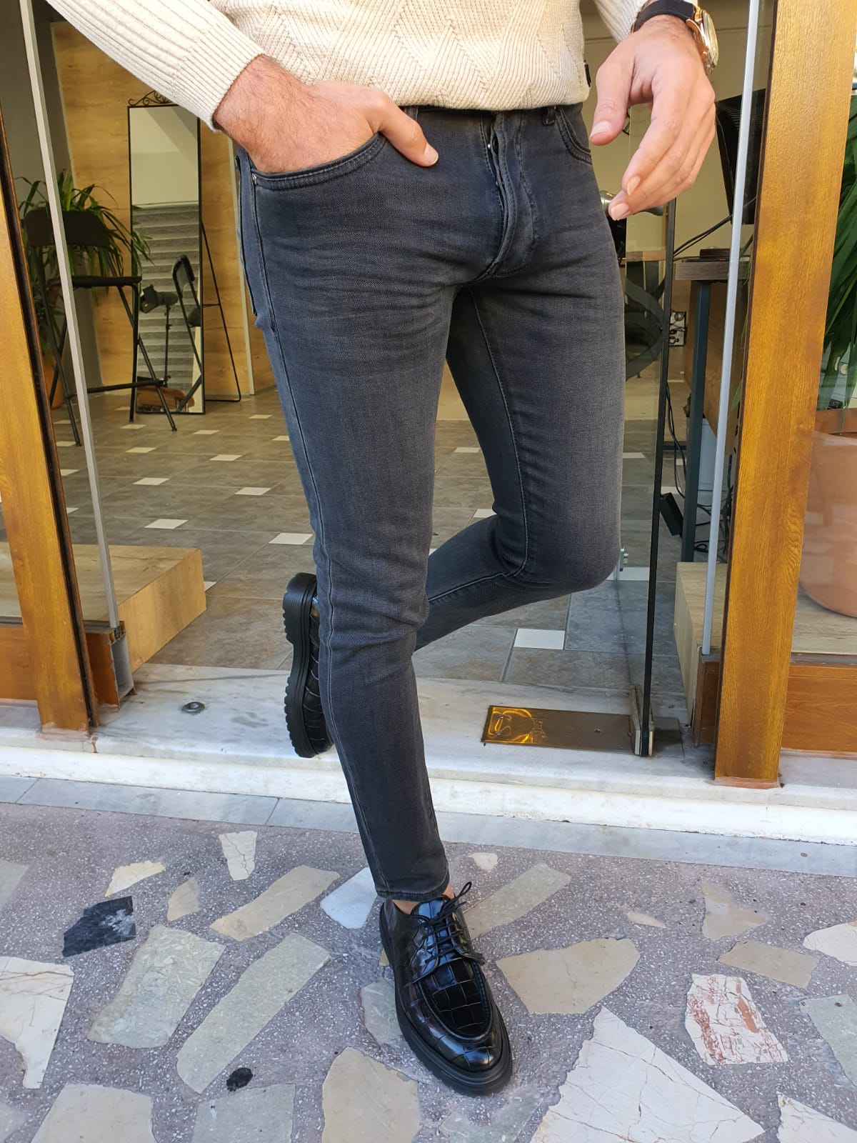 Leon Anthracite Slim Fit Jeans