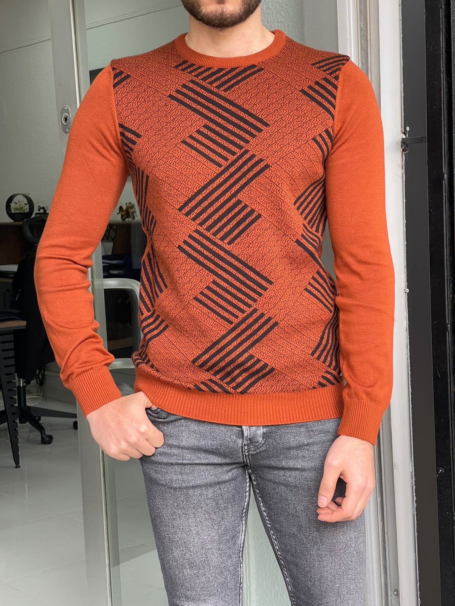 Tucson Tile Patterned Slim Fit Sweater