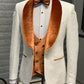 York Slim Fit Tuxedo Suit ( White & Orange )