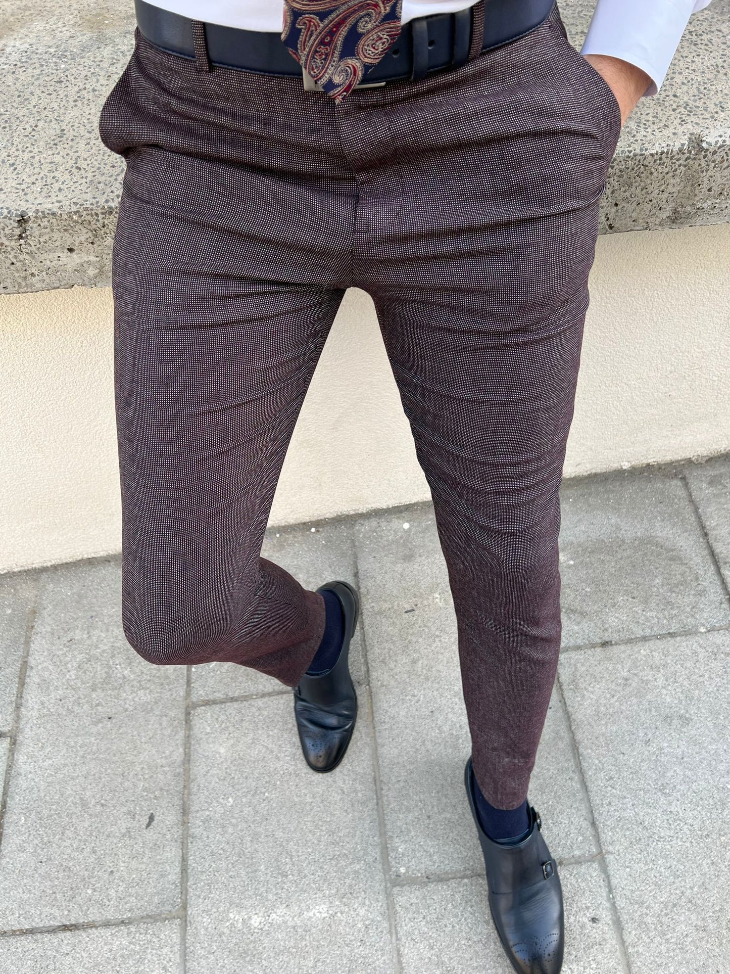 Thomas Claret Red Super Slim Fit Pants