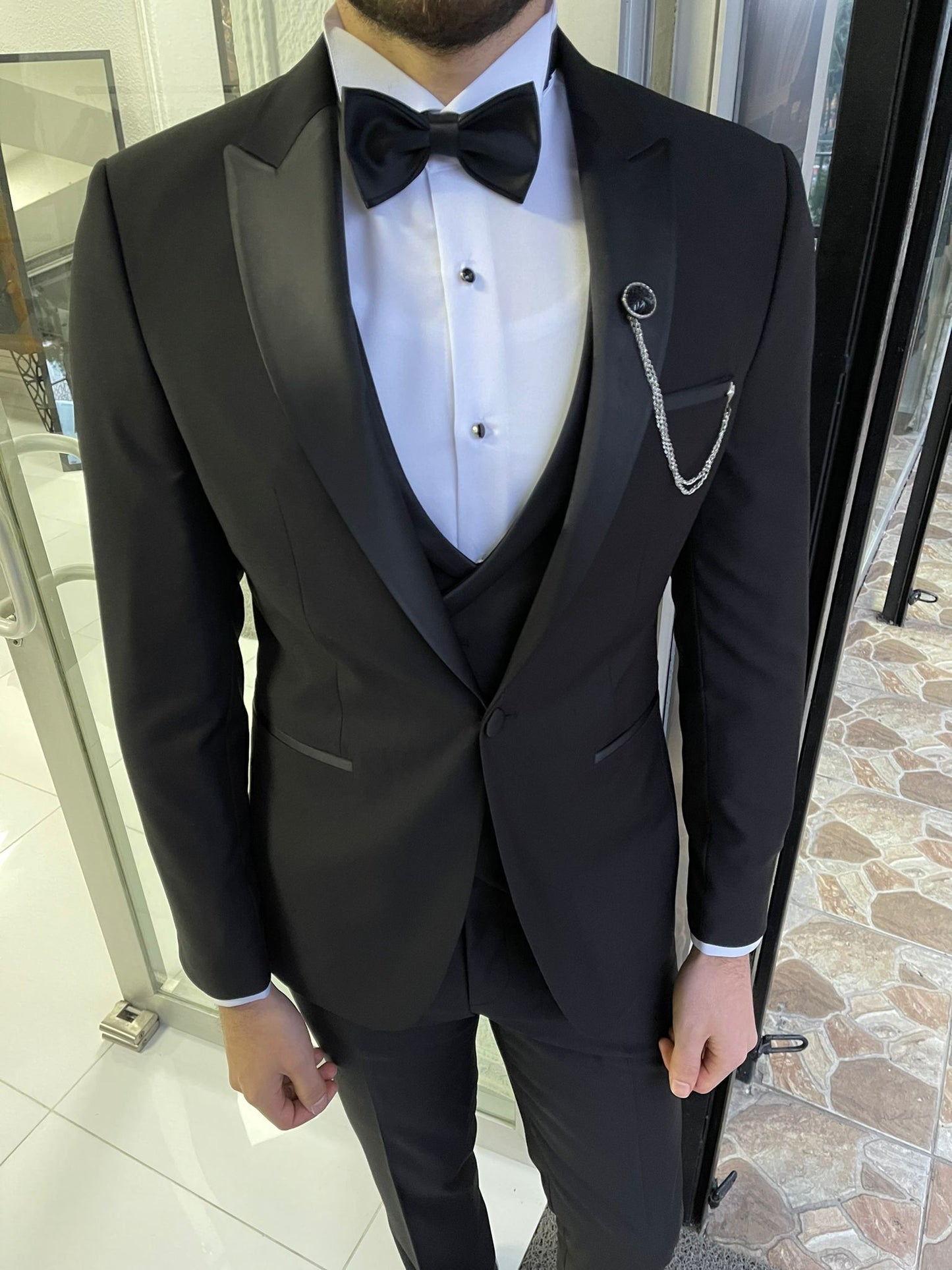 Addison Black Slim Fit Tuxedo Suit