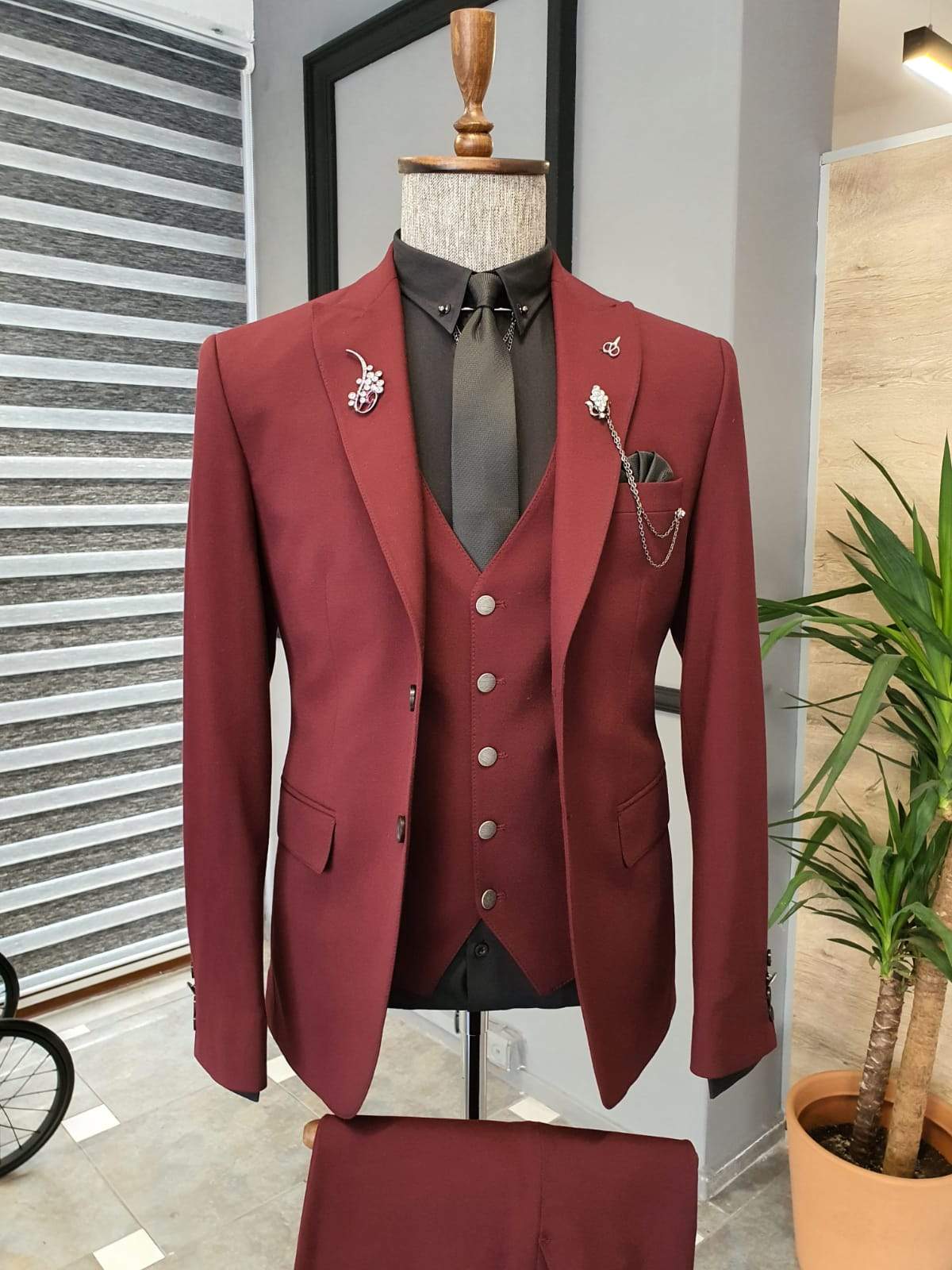 Varese Claret Red Slim Fit Suit