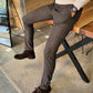 Ascona Brown Plaid Slim Fit Pants