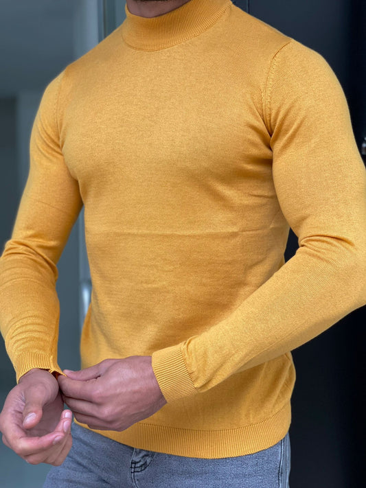 Dayton Mustard Slim Fit Half Turtleneck Sweater