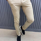 Marlen Beige Checkered Slim Fit Pants