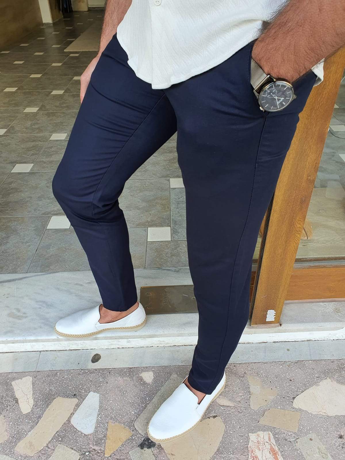 Geneva Navy Blue Slim Fit Pants