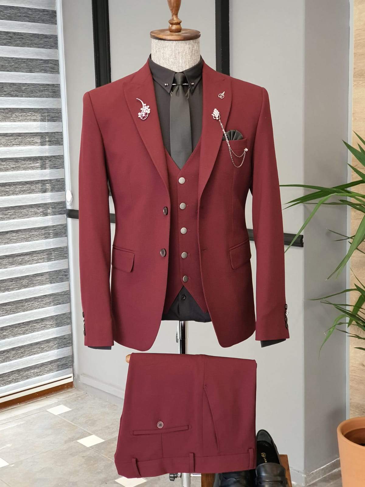 Varese Claret Red Slim Fit Suit