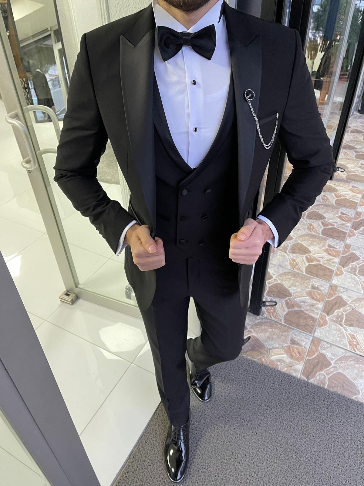 Addison Black Slim Fit Tuxedo Suit