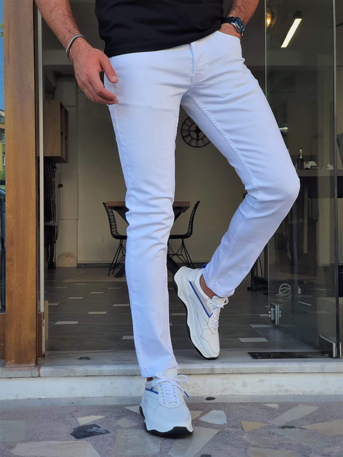 Elmore White Slim Fit Jeans