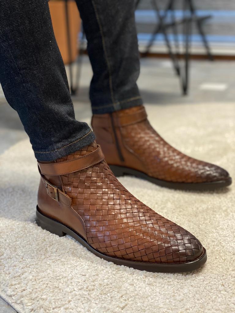 Henderson Camel Straw Buckle Boots