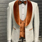 York Slim Fit Tuxedo Suit ( White & Orange )
