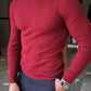 Geneva Claret Red Striped Turtleneck Knitwear