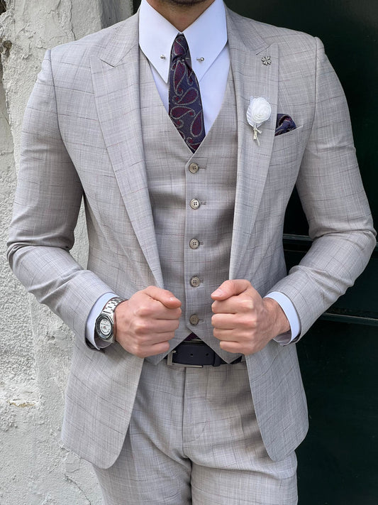 Parker Gray Plaid Slim Fit Suit