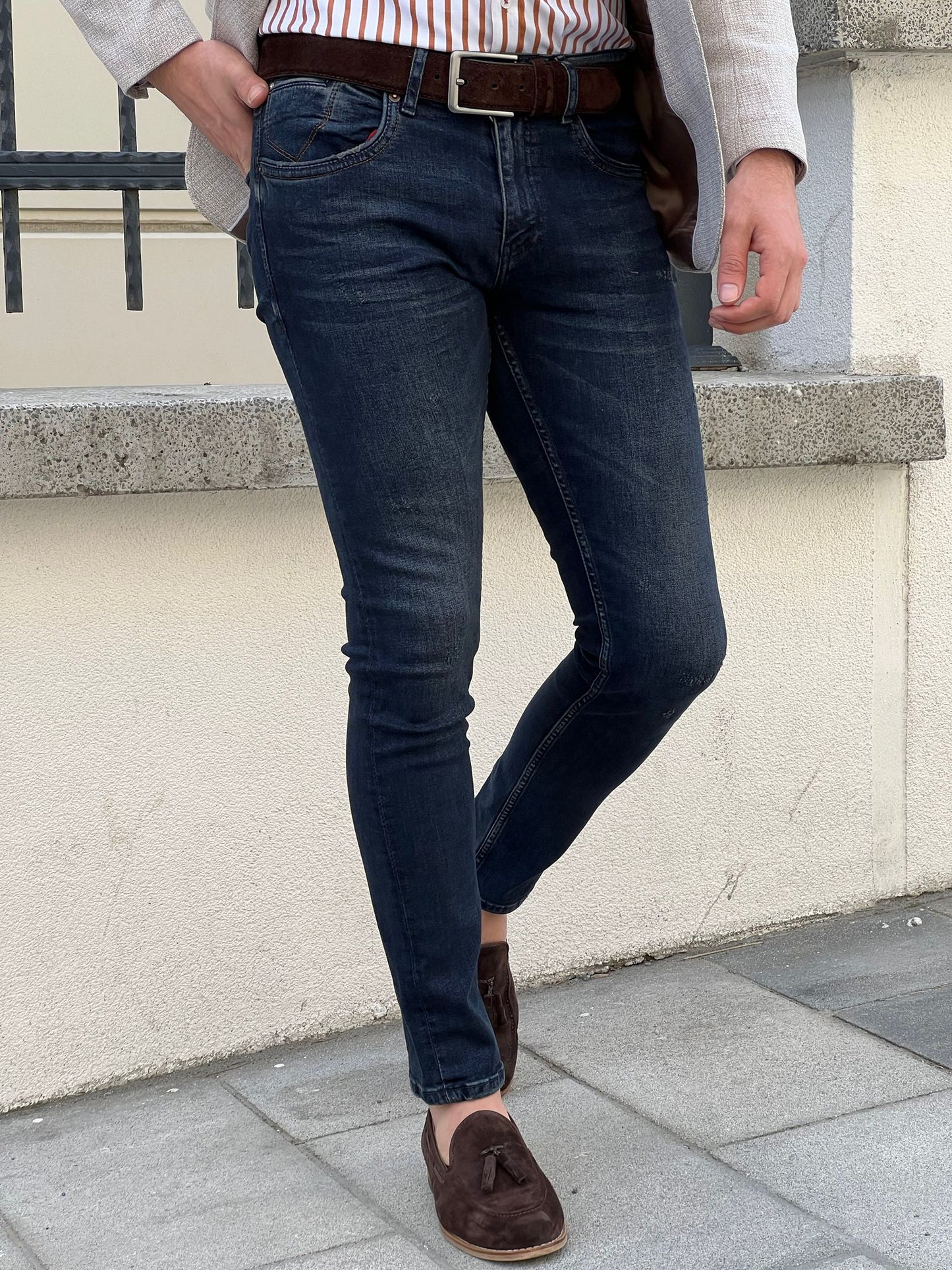 Gavin Navy Blue Slim Fit Jeans