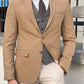 Oliver Mustard Self-Patterned Slim Fit Blazer