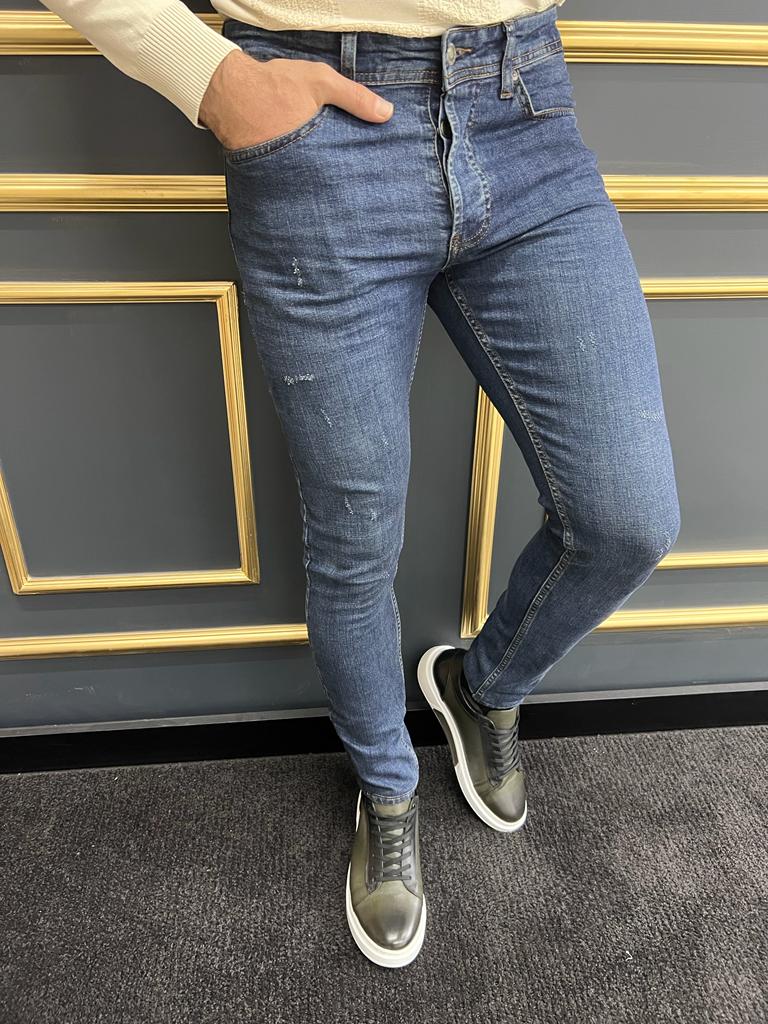 Ryan Blue Slim Fit Ripped Jeans