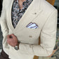 Nyon Beige Double Breasted Slim Fit Blazer