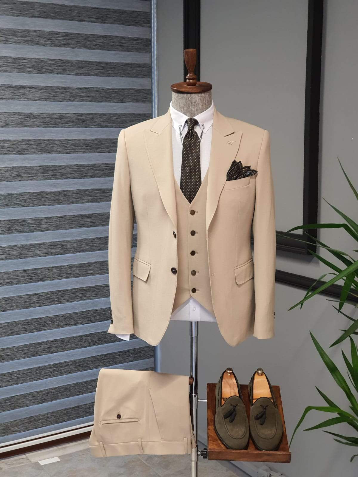 Varese Beige Slim Fit Suit