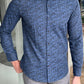 Darwin Indigo Patterned Slim Fit Shirt
