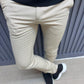 Marlen Beige Checkered Slim Fit Pants