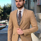Oliver Mustard Self-Patterned Slim Fit Blazer