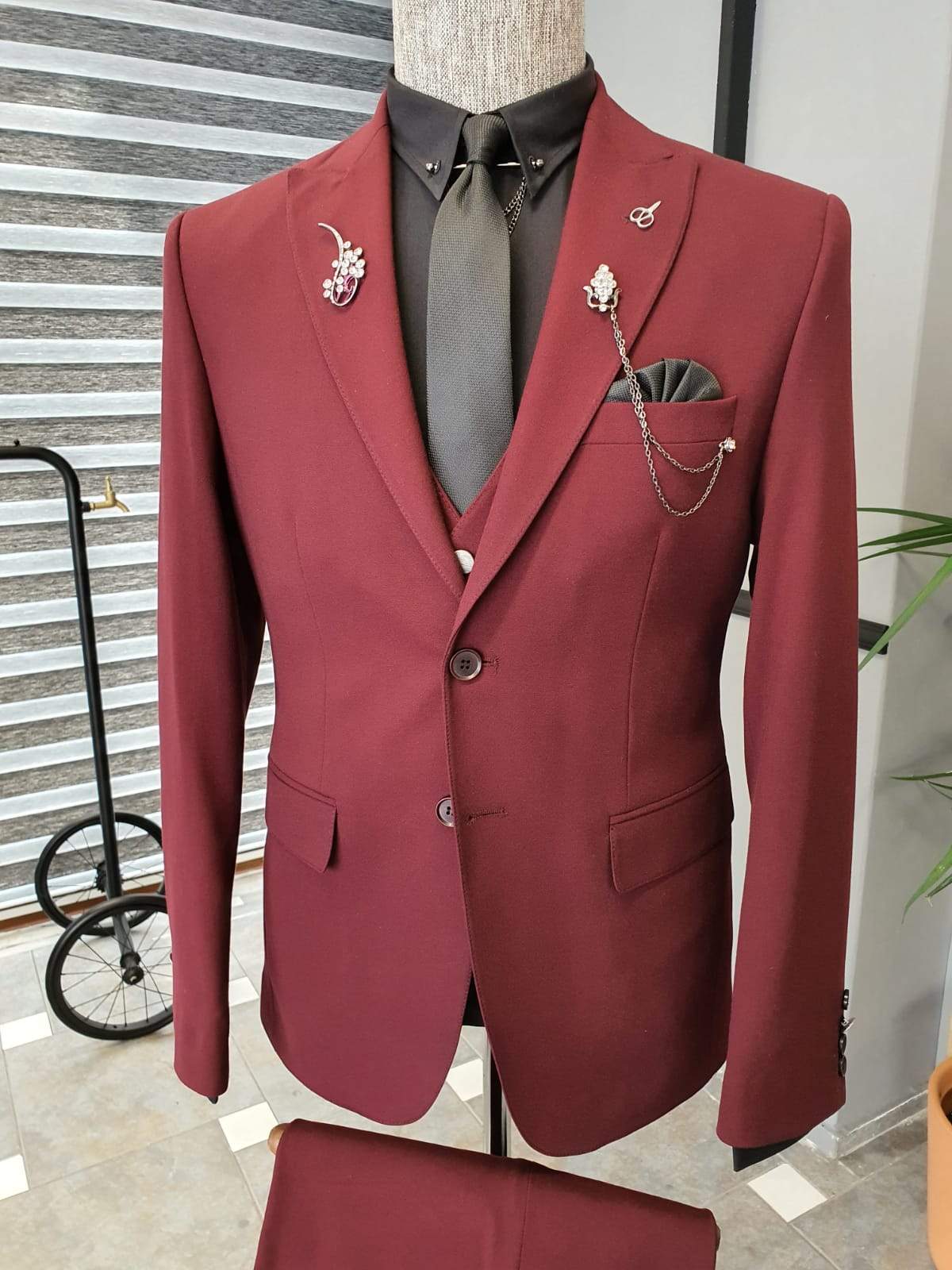 Varese Claret Red Slim Fit Suit