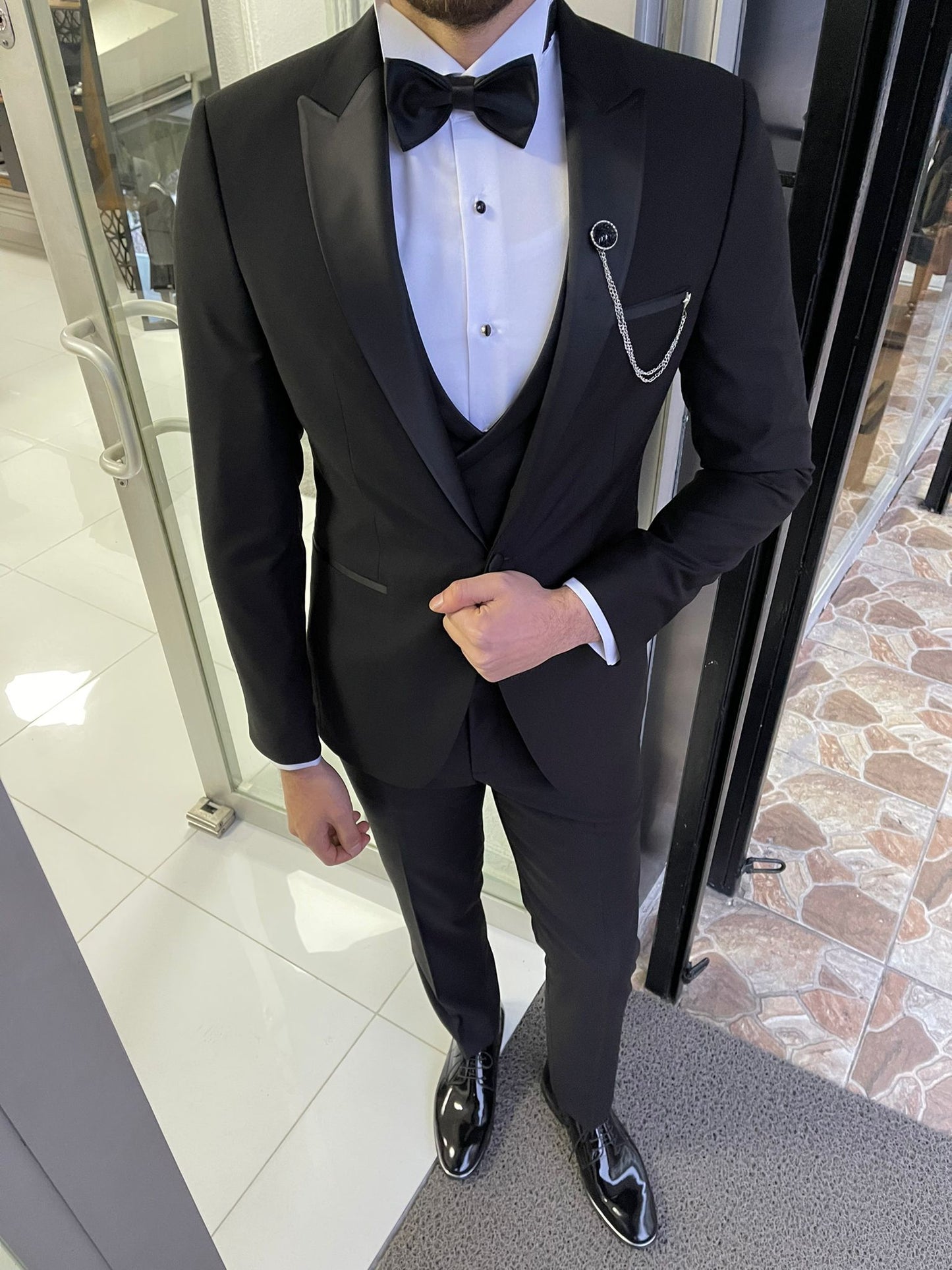 Addison Black Slim Fit Tuxedo Suit