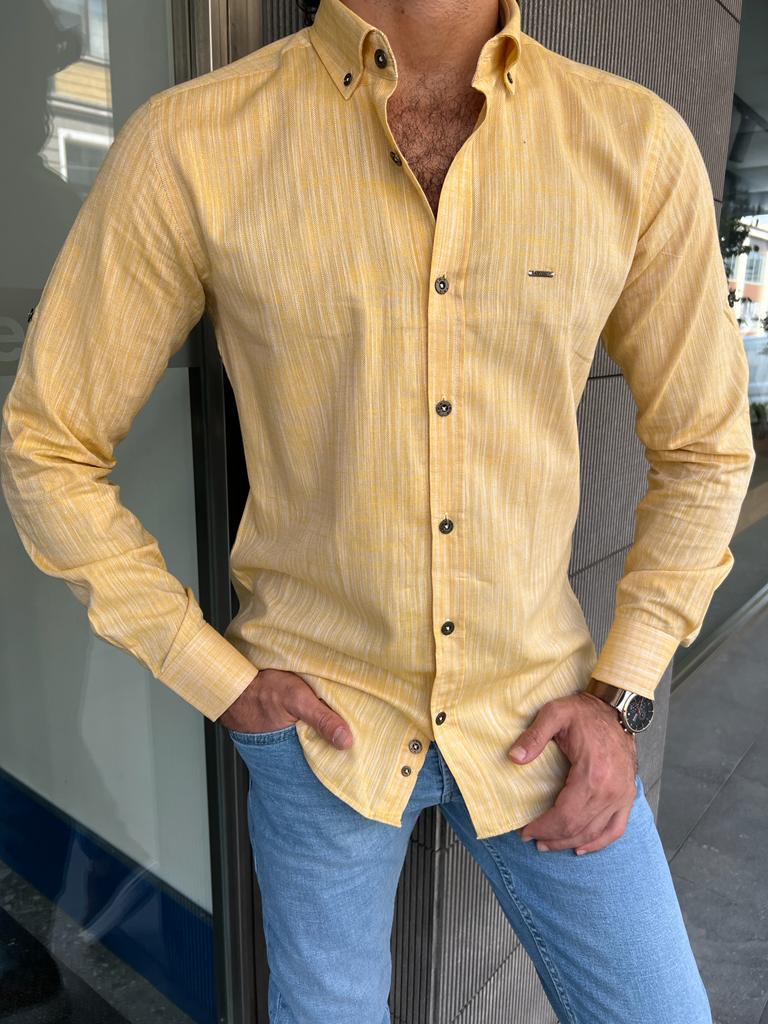 Gareth Yellow Slim Fit Shirt