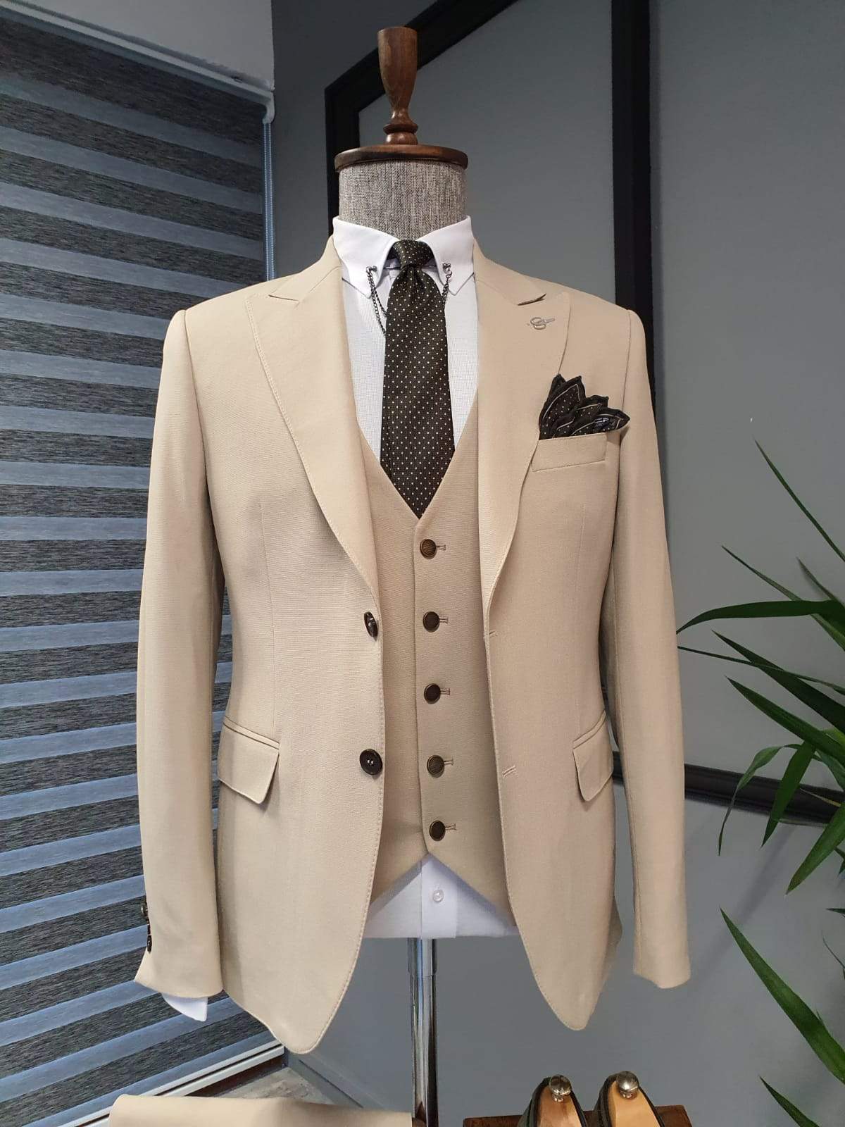 Varese Beige Slim Fit Suit