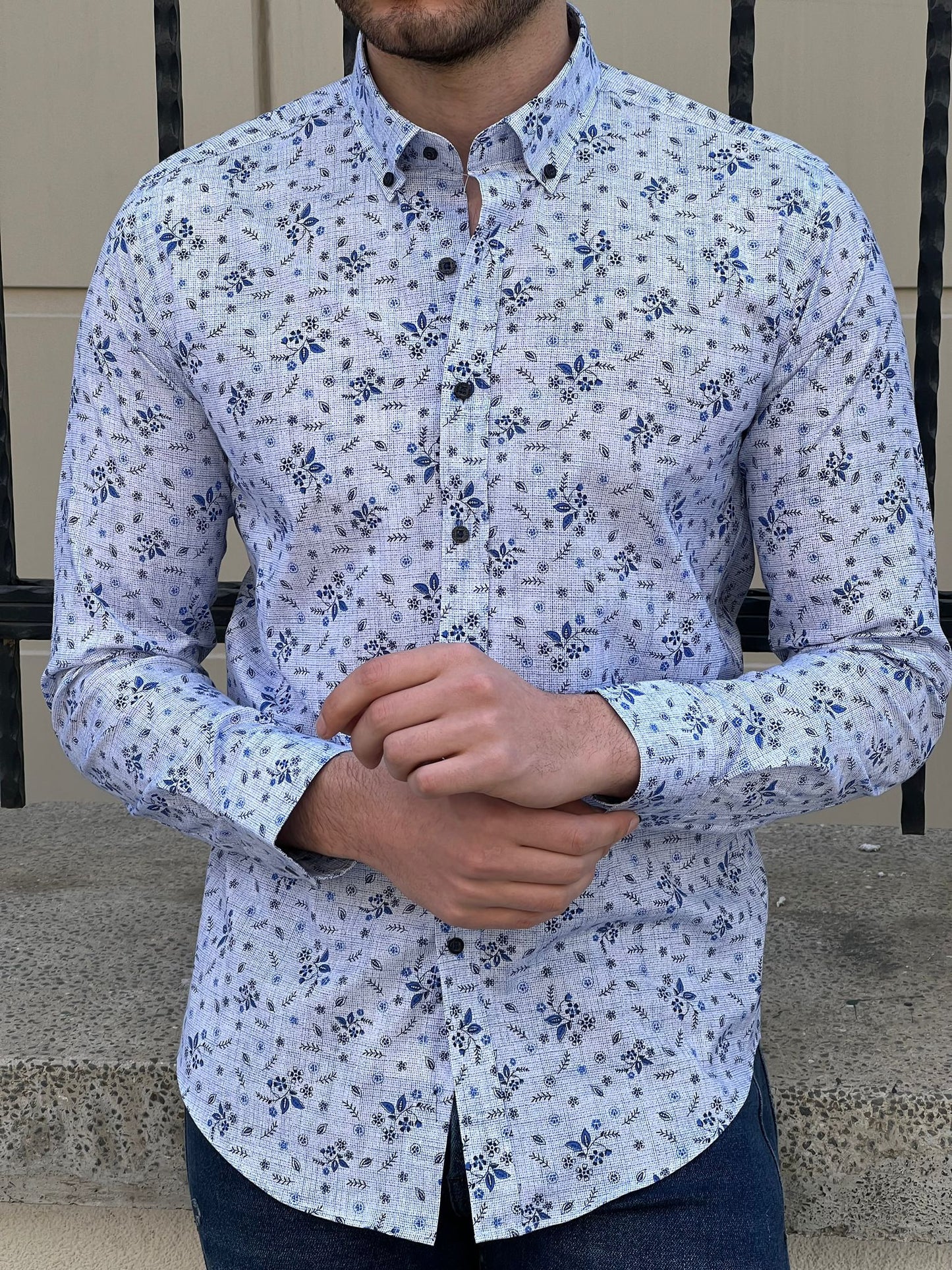 Sean Blue Patterned Shirt