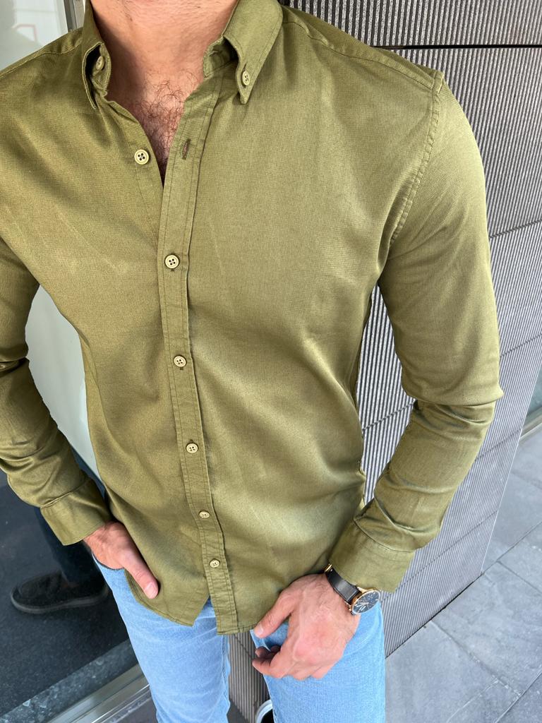 Erik Khaki Slim Fit Shirt