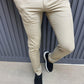 Marlen Beige Checkered Slim Fit Pants