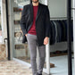 Denver Black Double Breasted Slim Fit Coat