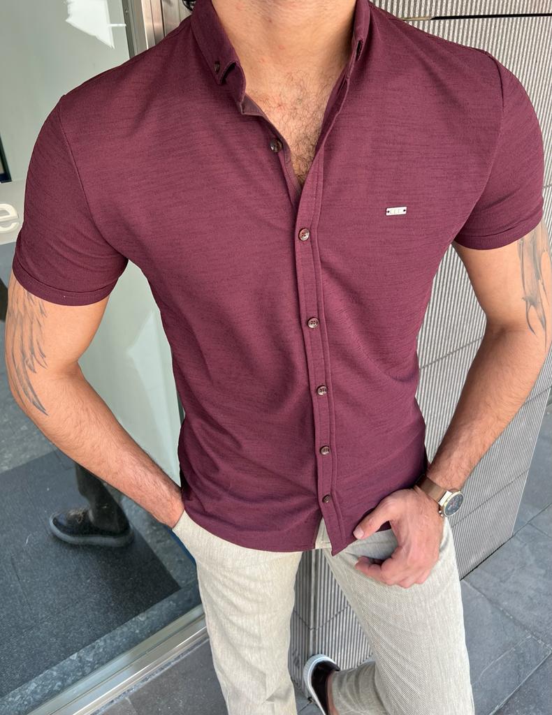 Firenze Burgundy Short Sleeve Shirt