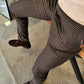 Ascona Brown Plaid Slim Fit Pants