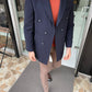 Denver Navy Blue Double Breasted Slim Fit Coat