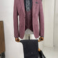 Blake Claret Red Self-Patterned Slim Fit Suit
