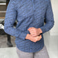 Darwin Indigo Patterned Slim Fit Shirt