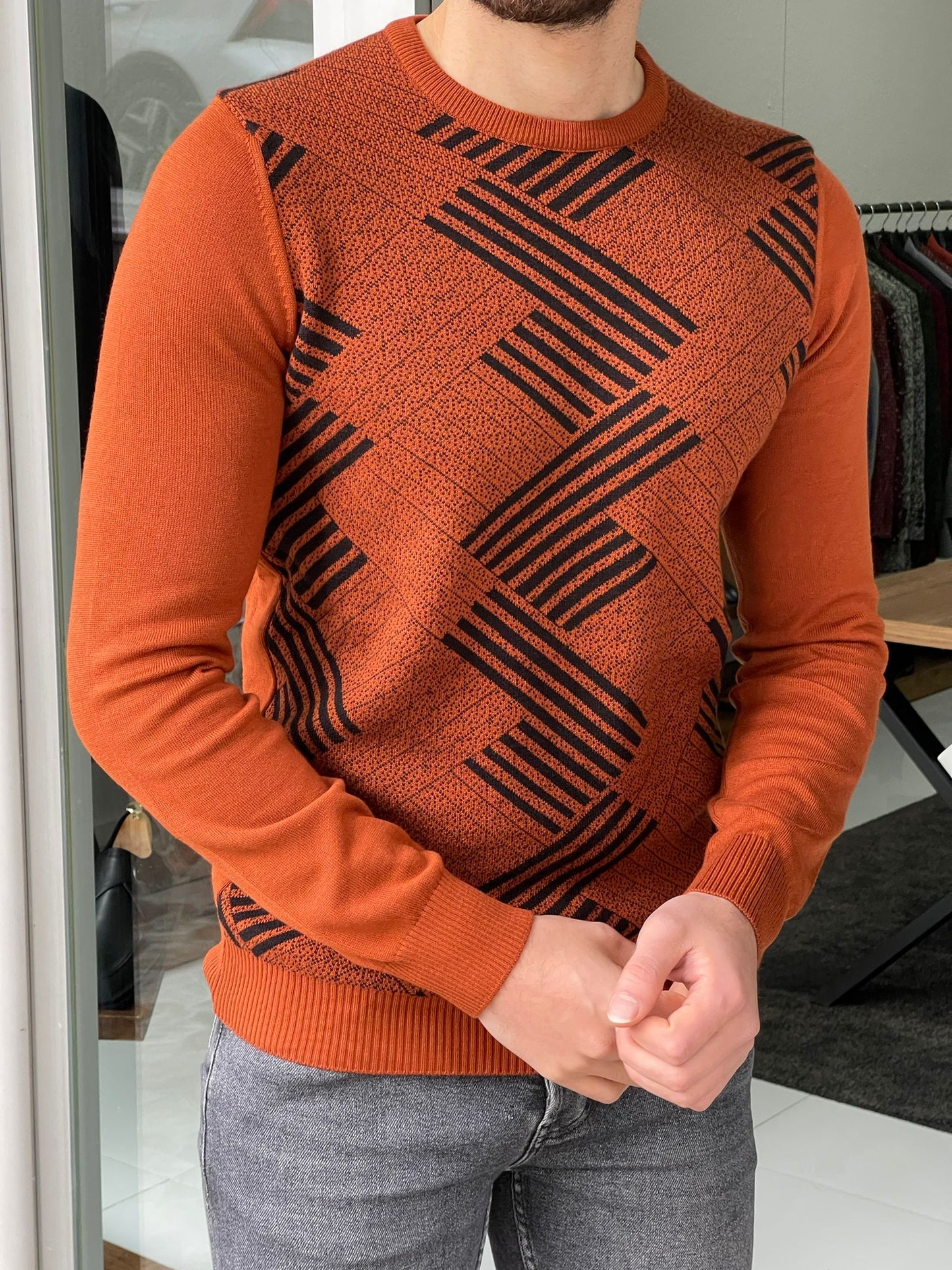 Tucson Tile Patterned Slim Fit Sweater